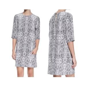 EQUIPMENT FEMME 100% SILK AUBREY SHIFT DRESS SNAKE PRINT SZ M IN NATURAL